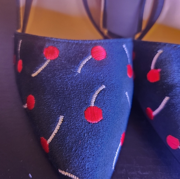 Ann Taylor Azra Cherry Embroidered Suede Pumps - Picture 6 of 8